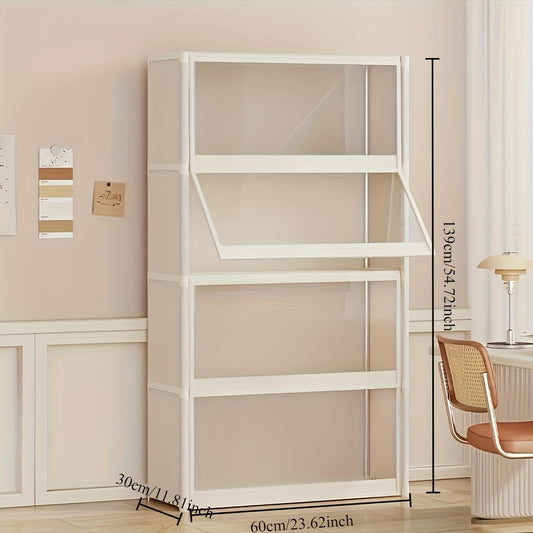 Modern Metal Frame Storage Organizer with Lid, Dustproof Design for Bedroom, Living Room, Kitchen, Study, Office - Large Capacity