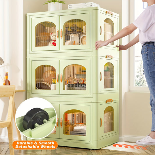 75GAL Plastic Storage Bins With Lids And Magnetic Doors, Food Storage Containers With Lids And Wheels, Closet Organizers And Storage, Storage Cabinet For Quilts, Toys, Shoes, Storage Containers Box For Bedroom, Living Room, Kitchen Organization.