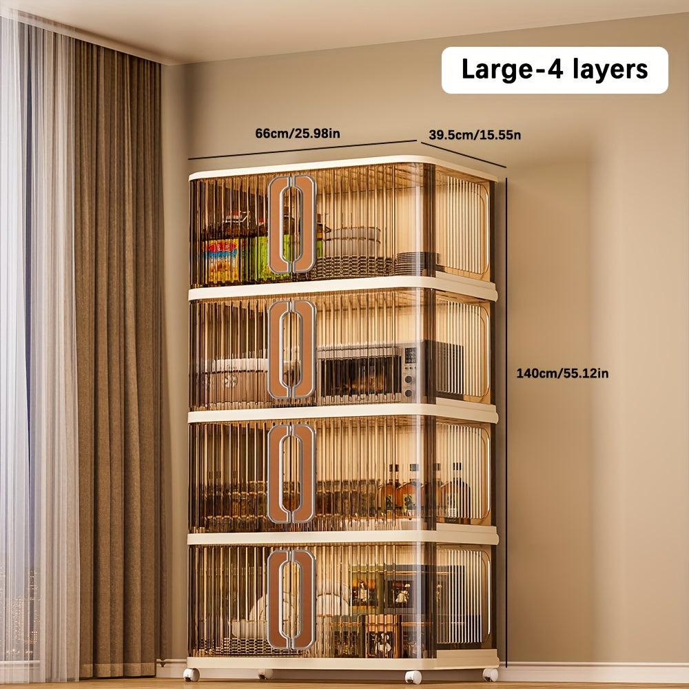 4\u002F5 Layer Stackable Storage Boxes with Lids And Wheels - Plastic Storage Boxes, Foldable Storage Boxes with Doors, Kitchen Storage Boxes, Folding Cabinets, Bathroom Storage Boxes, Closet Organizers And Storage Cabinets for Home, Office, Kitchen