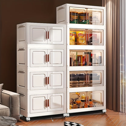 21.65inch 5--1 Layers Large Multifunctional Plastic Storage Box with Flip Cover, Stackable, Non Waterproof Rectangular Organizer, Suitable for Home And Office - Foldable, Multi-Purpose Storage Box for Clothing, Toys, Etc