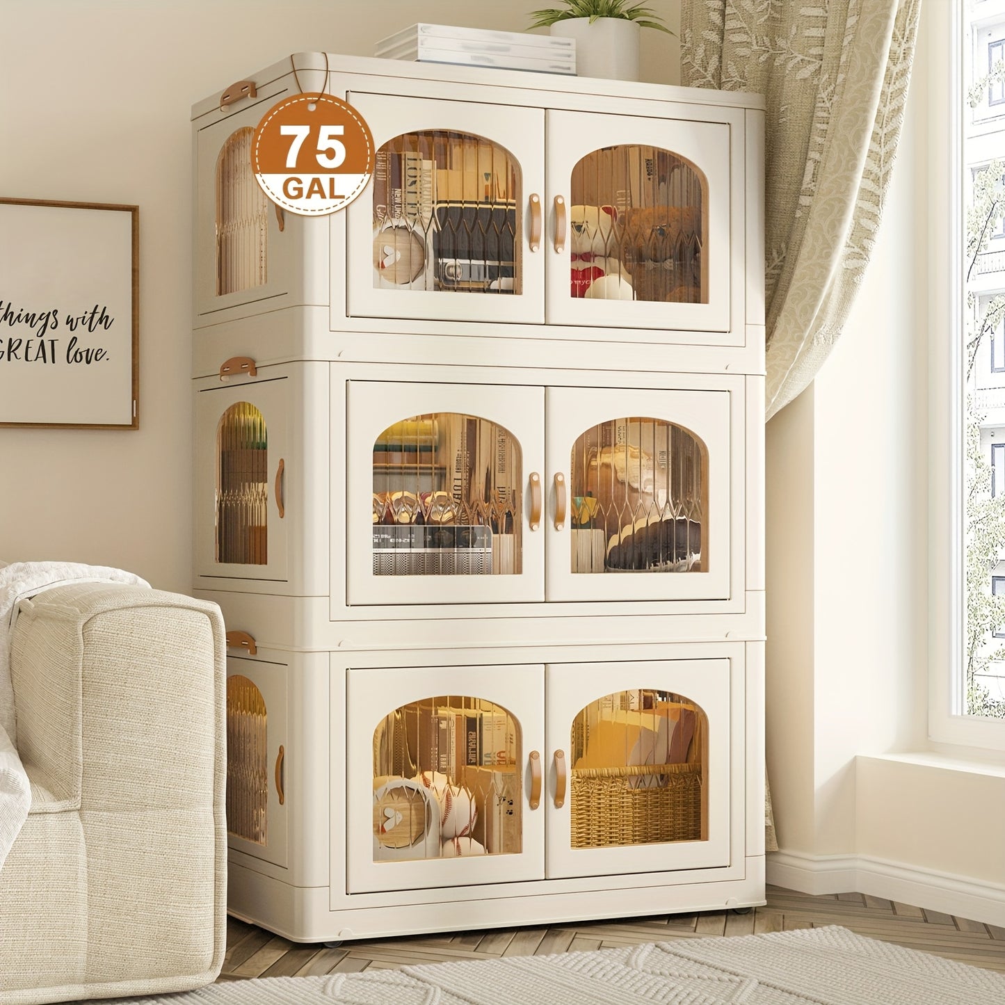 75GAL Plastic Storage Bins With Lids And Magnetic Doors, Food Storage Containers With Lids And Wheels, Closet Organizers And Storage, Storage Cabinet For Quilts, Toys, Shoes, Storage Containers Box For Bedroom, Living Room, Kitchen Organization.