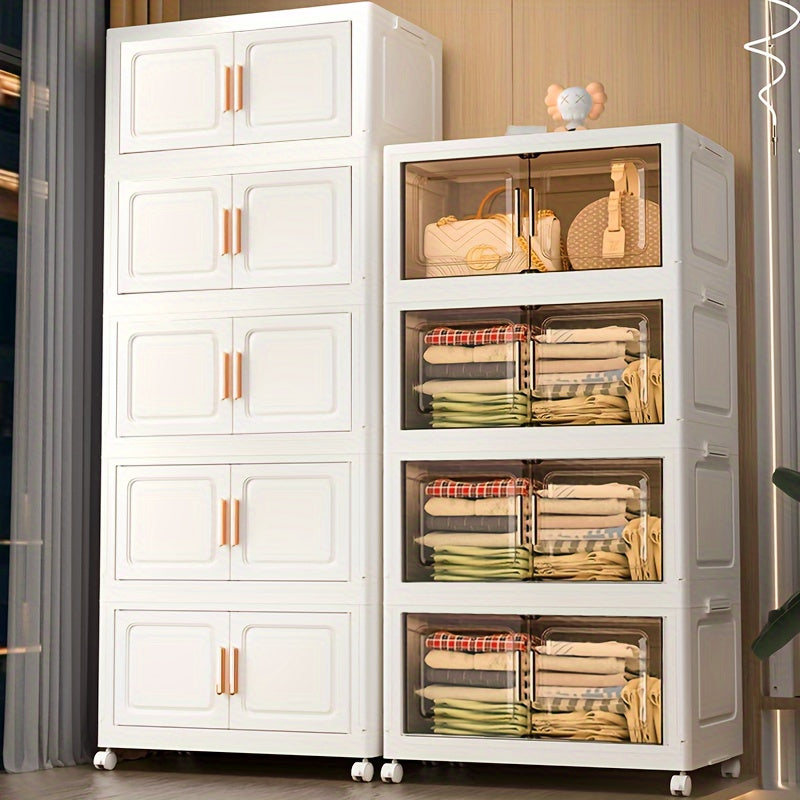 21.65inch 5--1 Layers Large Multifunctional Plastic Storage Box with Flip Cover, Stackable, Non Waterproof Rectangular Organizer, Suitable for Home And Office - Foldable, Multi-Purpose Storage Box for Clothing, Toys, Etc