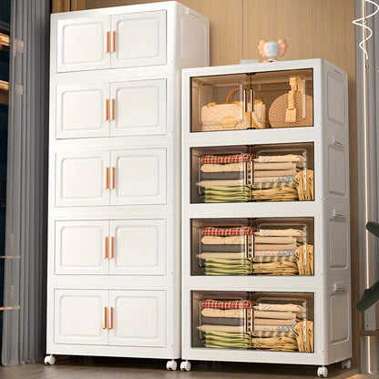 21.65inch 5--1 Layers Large Multifunctional Plastic Storage Box with Flip Cover, Stackable, Non Waterproof Rectangular Organizer, Suitable for Home And Office - Foldable, Multi-Purpose Storage Box for Clothing, Toys, Etc