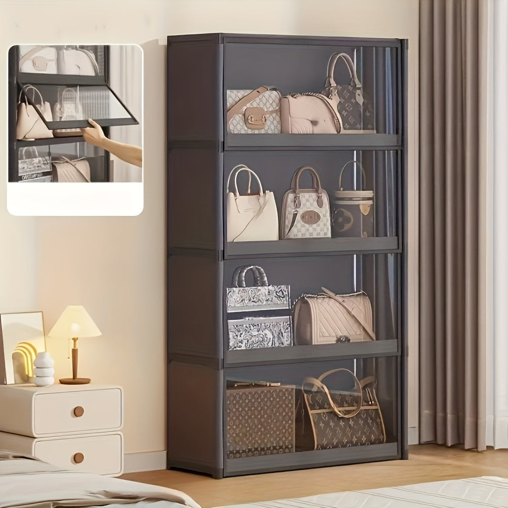 Modern Metal Frame Storage Organizer with Lid, Dustproof Design for Bedroom, Living Room, Kitchen, Study, Office - Large Capacity