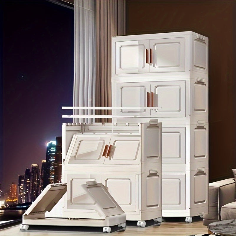 21.65inch 5--1 Layers Large Multifunctional Plastic Storage Box with Flip Cover, Stackable, Non Waterproof Rectangular Organizer, Suitable for Home And Office - Foldable, Multi-Purpose Storage Box for Clothing, Toys, Etc