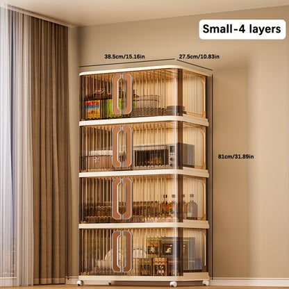 4\u002F5 Layer Stackable Storage Boxes with Lids And Wheels - Plastic Storage Boxes, Foldable Storage Boxes with Doors, Kitchen Storage Boxes, Folding Cabinets, Bathroom Storage Boxes, Closet Organizers And Storage Cabinets for Home, Office, Kitchen