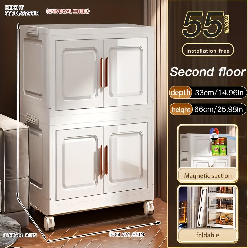 21.65inch 5--1 Layers Large Multifunctional Plastic Storage Box with Flip Cover, Stackable, Non Waterproof Rectangular Organizer, Suitable for Home And Office - Foldable, Multi-Purpose Storage Box for Clothing, Toys, Etc