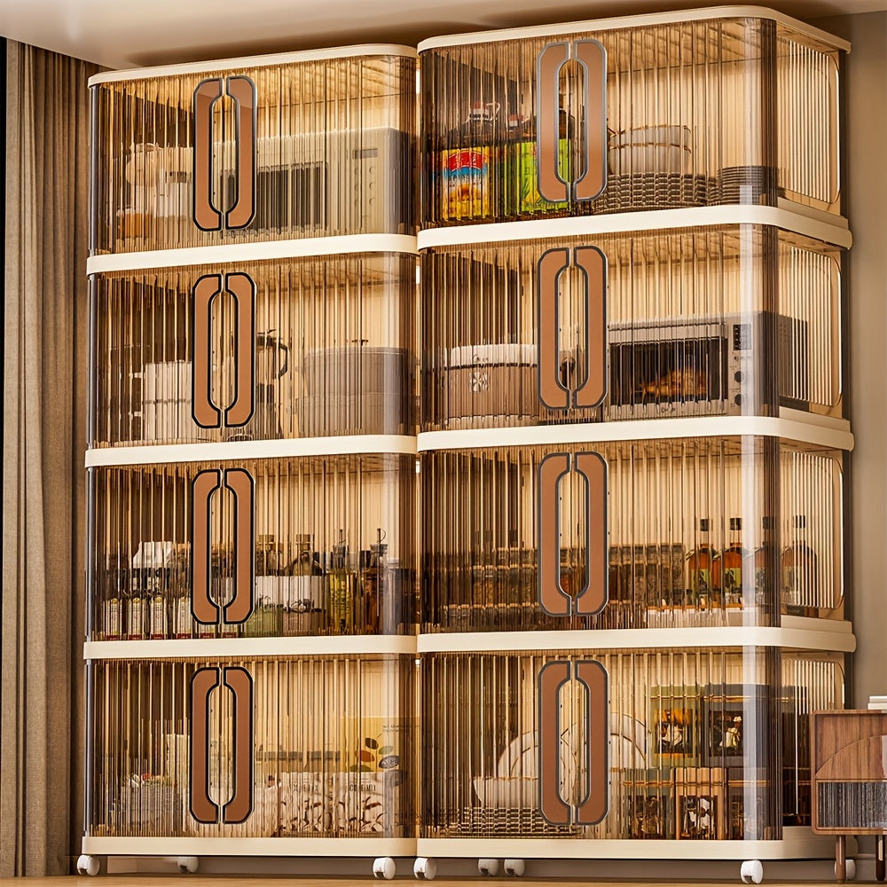 4\u002F5 Layer Stackable Storage Boxes with Lids And Wheels - Plastic Storage Boxes, Foldable Storage Boxes with Doors, Kitchen Storage Boxes, Folding Cabinets, Bathroom Storage Boxes, Closet Organizers And Storage Cabinets for Home, Office, Kitchen