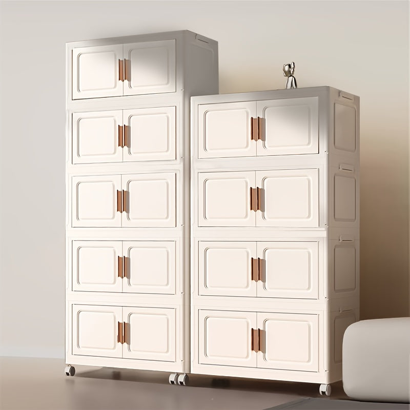 21.65inch 5--1 Layers Large Multifunctional Plastic Storage Box with Flip Cover, Stackable, Non Waterproof Rectangular Organizer, Suitable for Home And Office - Foldable, Multi-Purpose Storage Box for Clothing, Toys, Etc