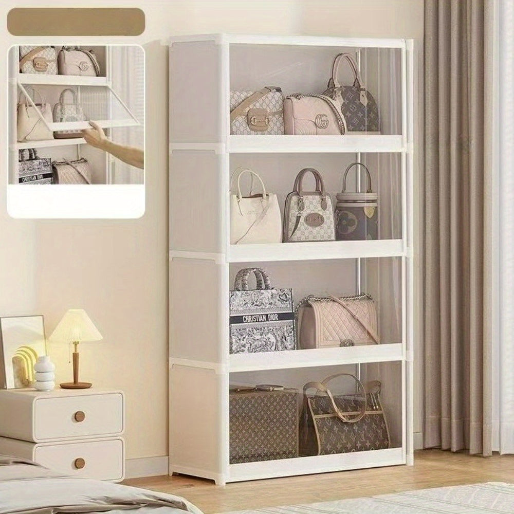 Modern Metal Frame Storage Organizer with Lid, Dustproof Design for Bedroom, Living Room, Kitchen, Study, Office - Large Capacity