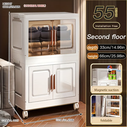 21.65inch 5--1 Layers Large Multifunctional Plastic Storage Box with Flip Cover, Stackable, Non Waterproof Rectangular Organizer, Suitable for Home And Office - Foldable, Multi-Purpose Storage Box for Clothing, Toys, Etc