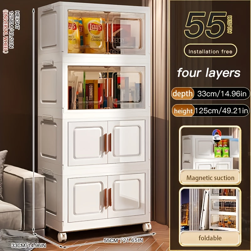 21.65inch 5--1 Layers Large Multifunctional Plastic Storage Box with Flip Cover, Stackable, Non Waterproof Rectangular Organizer, Suitable for Home And Office - Foldable, Multi-Purpose Storage Box for Clothing, Toys, Etc