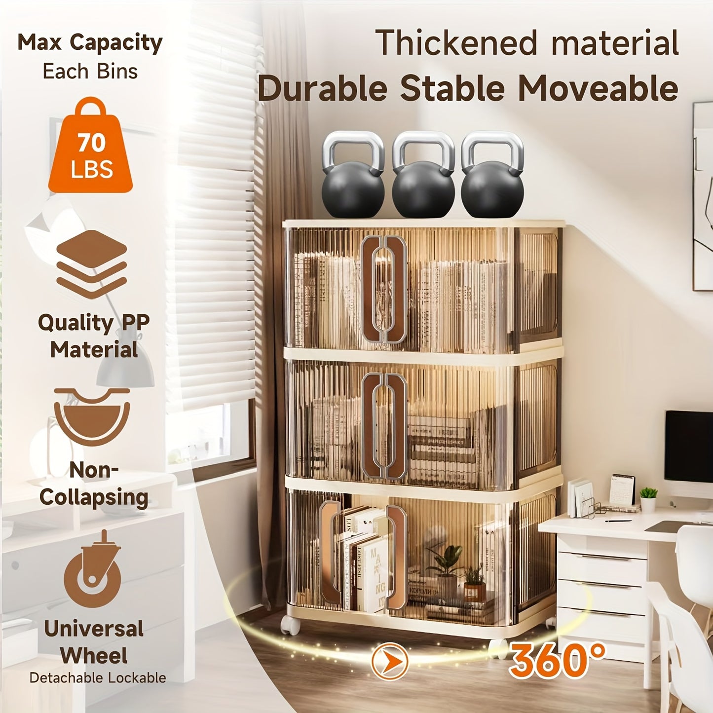 4\u002F5 Layer Stackable Storage Boxes with Lids And Wheels - Plastic Storage Boxes, Foldable Storage Boxes with Doors, Kitchen Storage Boxes, Folding Cabinets, Bathroom Storage Boxes, Closet Organizers And Storage Cabinets for Home, Office, Kitchen