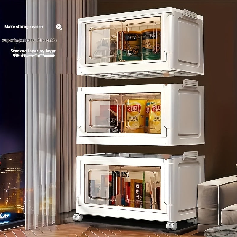 21.65inch 5--1 Layers Large Multifunctional Plastic Storage Box with Flip Cover, Stackable, Non Waterproof Rectangular Organizer, Suitable for Home And Office - Foldable, Multi-Purpose Storage Box for Clothing, Toys, Etc