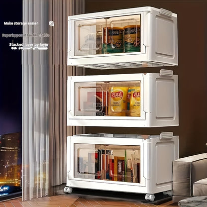 21.65inch 5--1 Layers Large Multifunctional Plastic Storage Box with Flip Cover, Stackable, Non Waterproof Rectangular Organizer, Suitable for Home And Office - Foldable, Multi-Purpose Storage Box for Clothing, Toys, Etc