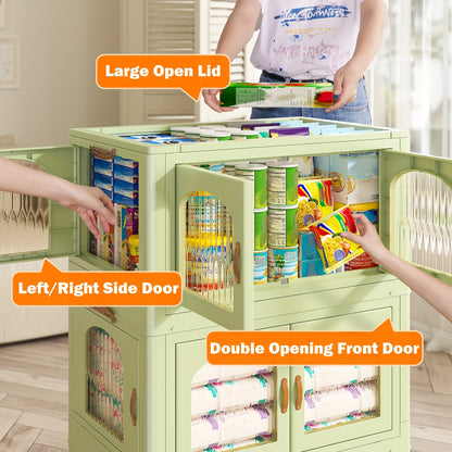 75GAL Plastic Storage Bins With Lids And Magnetic Doors, Food Storage Containers With Lids And Wheels, Closet Organizers And Storage, Storage Cabinet For Quilts, Toys, Shoes, Storage Containers Box For Bedroom, Living Room, Kitchen Organization.